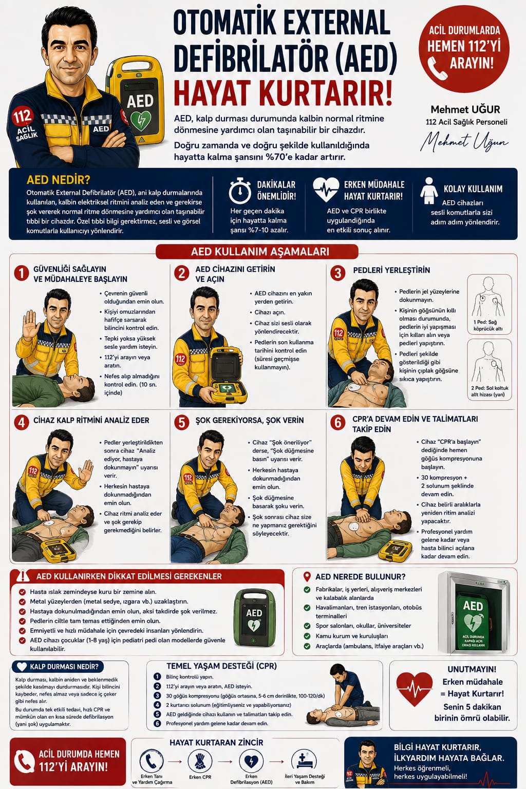 Otomatik eksternal defibrilatör hayat kurtarır slaytı
